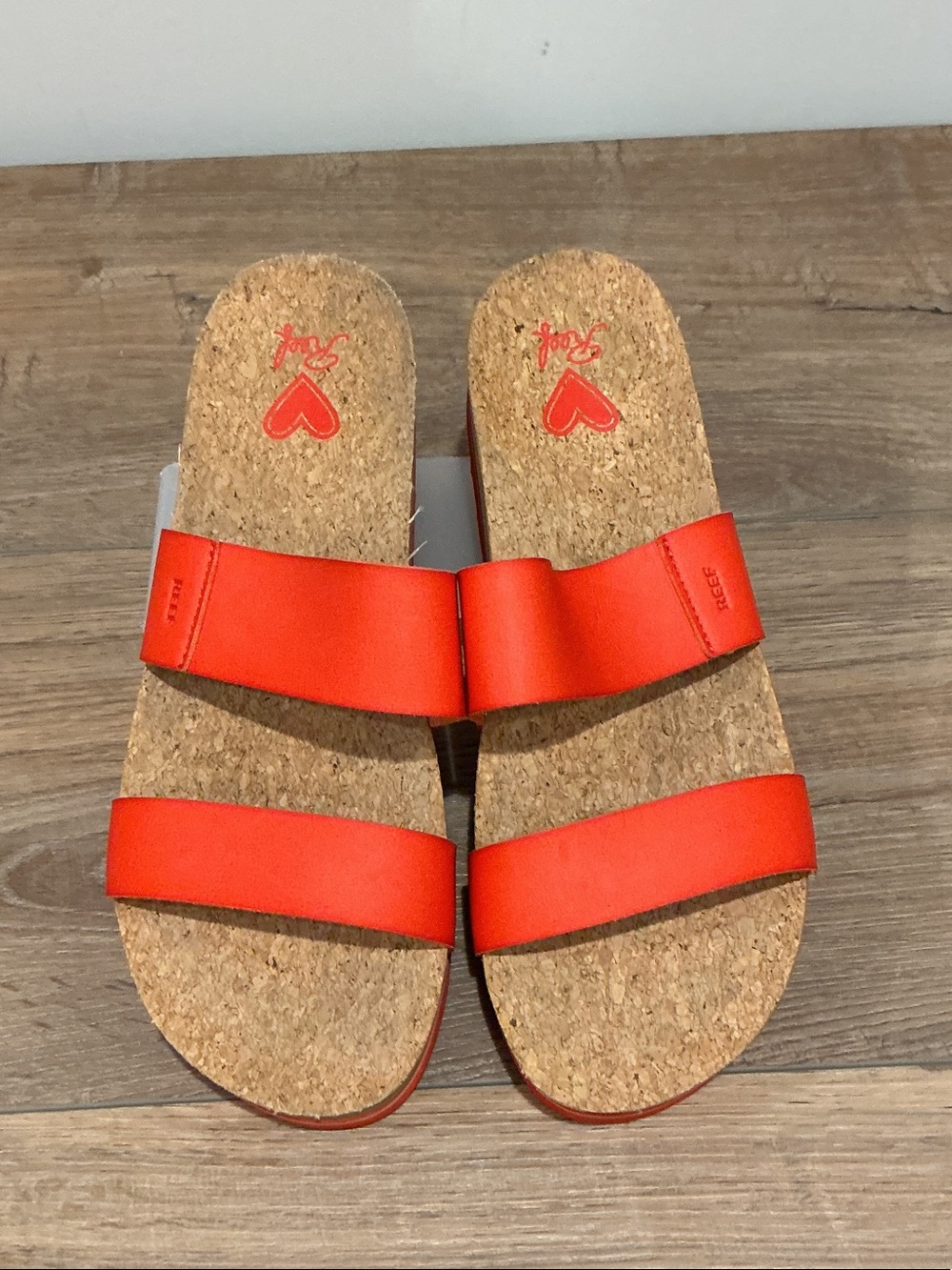 Reef Women's Cushion Bounce Vista Hi Two-Banded RED Platform Slides size 12
